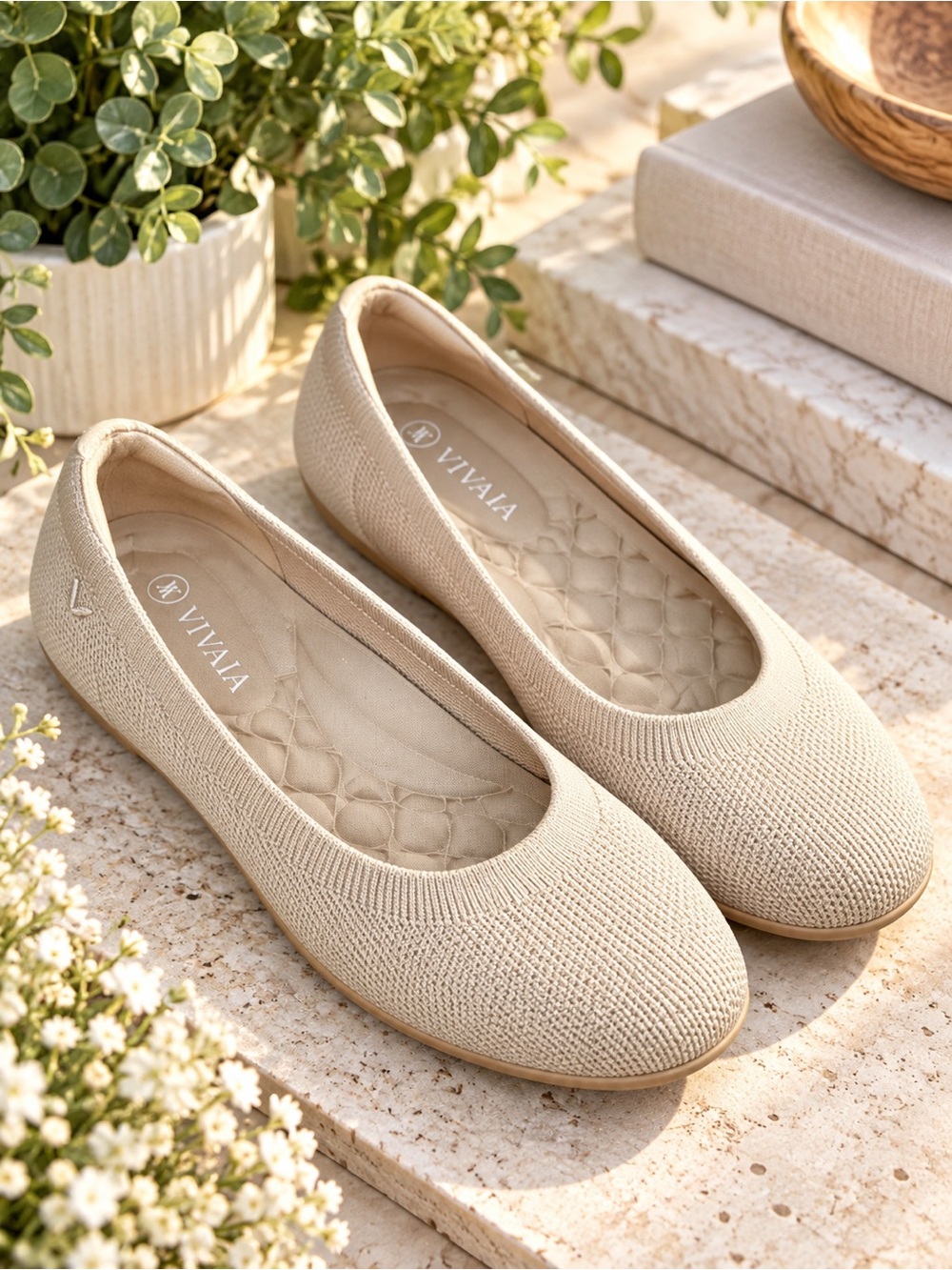 VIVAIA Claire Walker Water Repellent Walking Flats Almond Women’s 7.5